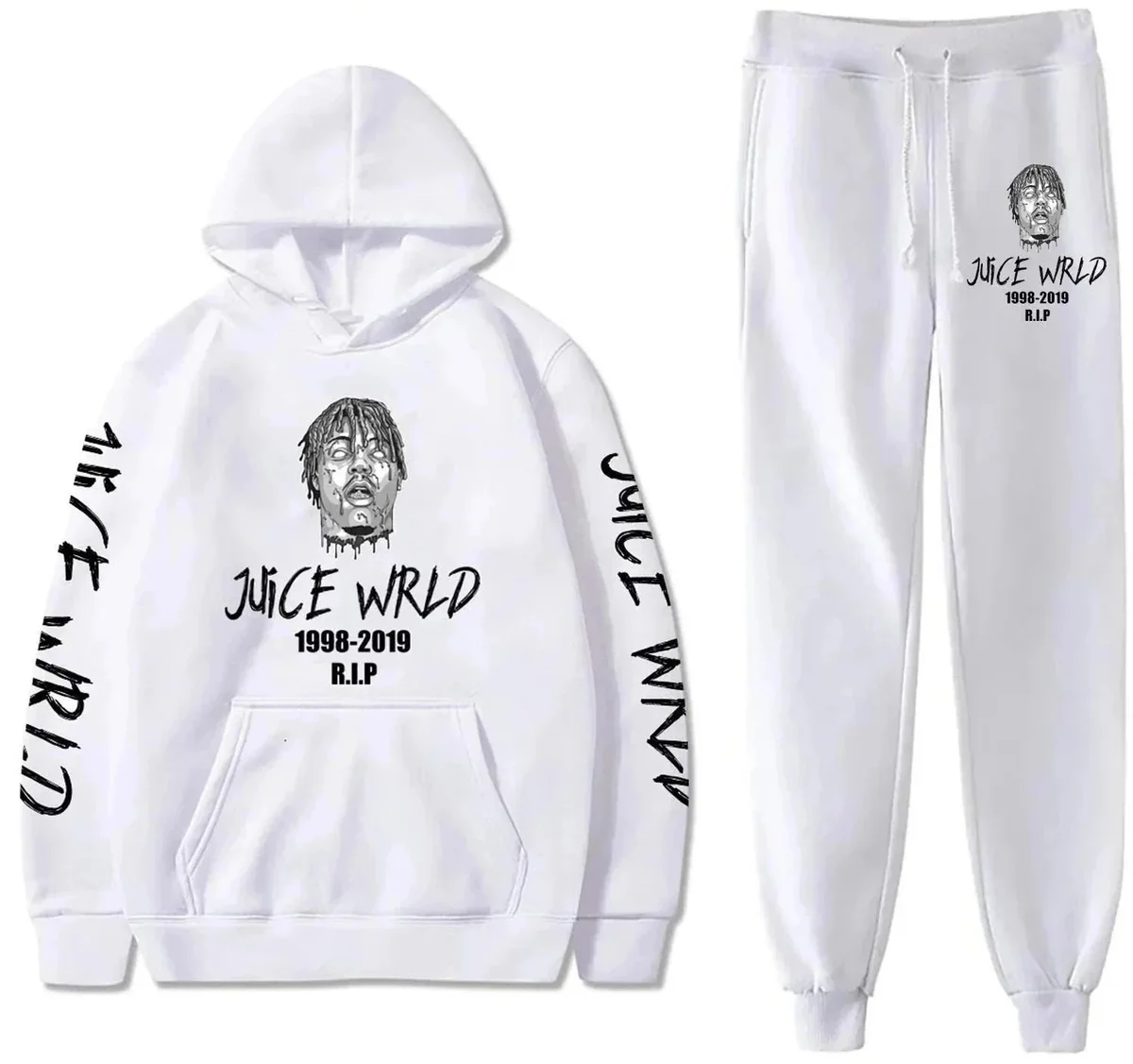 Other White Juice WRLD Memorial Hoodie & Pants Set White - 1