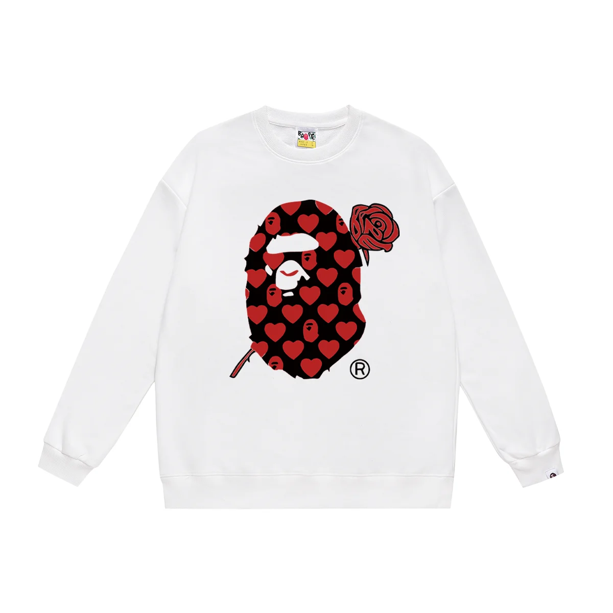 A Bathing Ape A Bathing Ape BAPE STA White with Red Hearts Sweatshirt White - 1