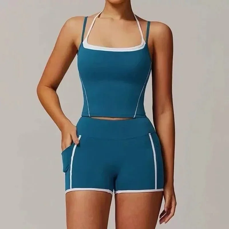 Other Sea Blue Crop Top & Shorts Set Blue - 1