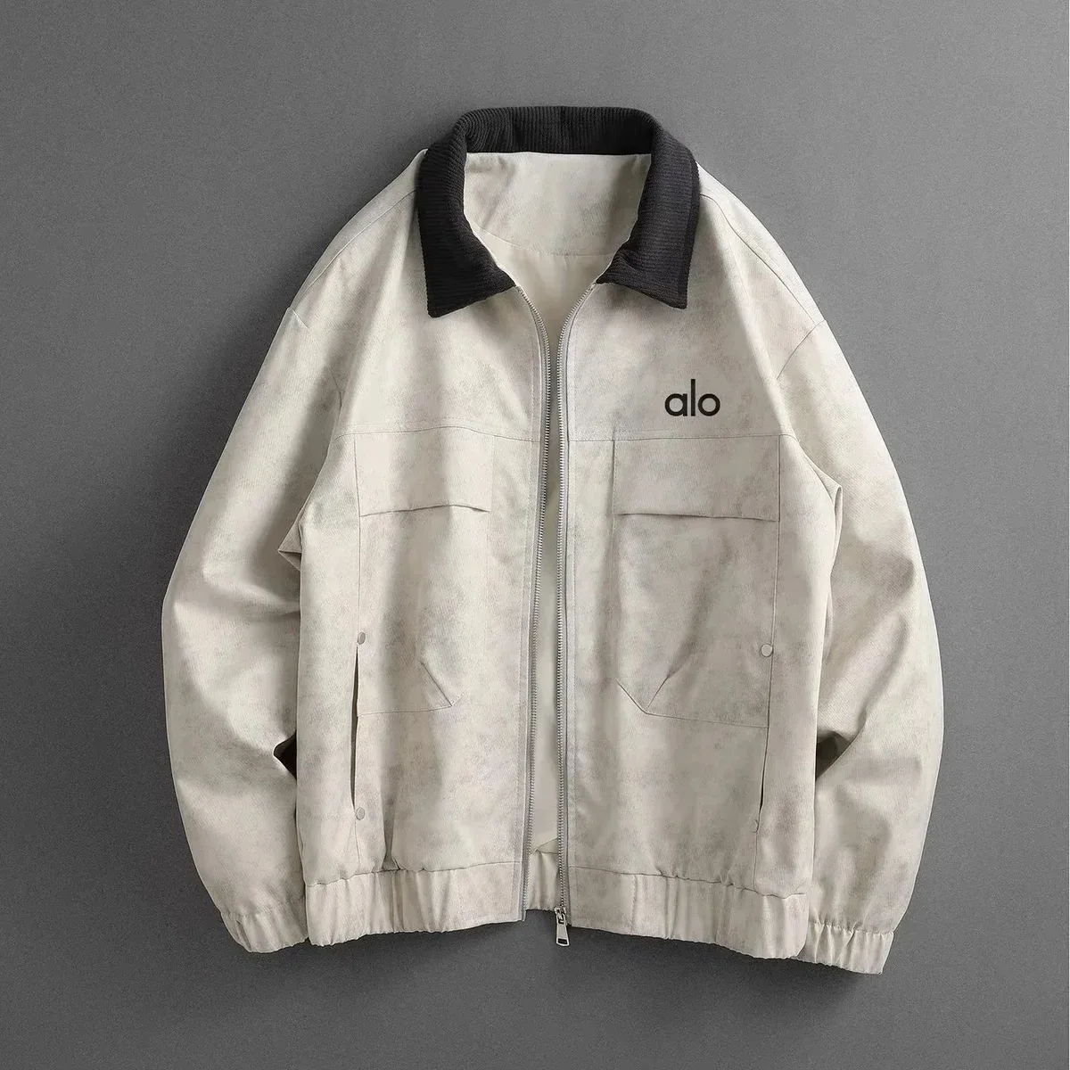 Other Alo Beige Textured Jacket with Black Collar Beige - 1