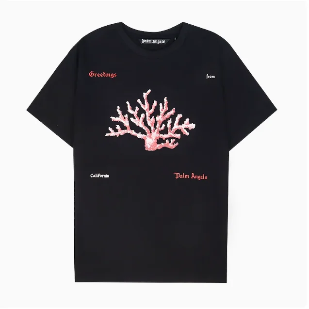 Palm Angels Palm Angels Coral Print T-Shirt Black Black - 1