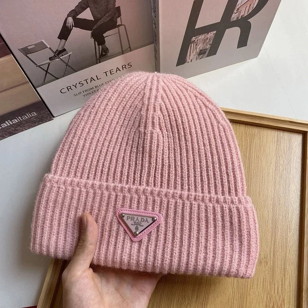 Prada Prada Pink Ribbed Knit Beanie Pink