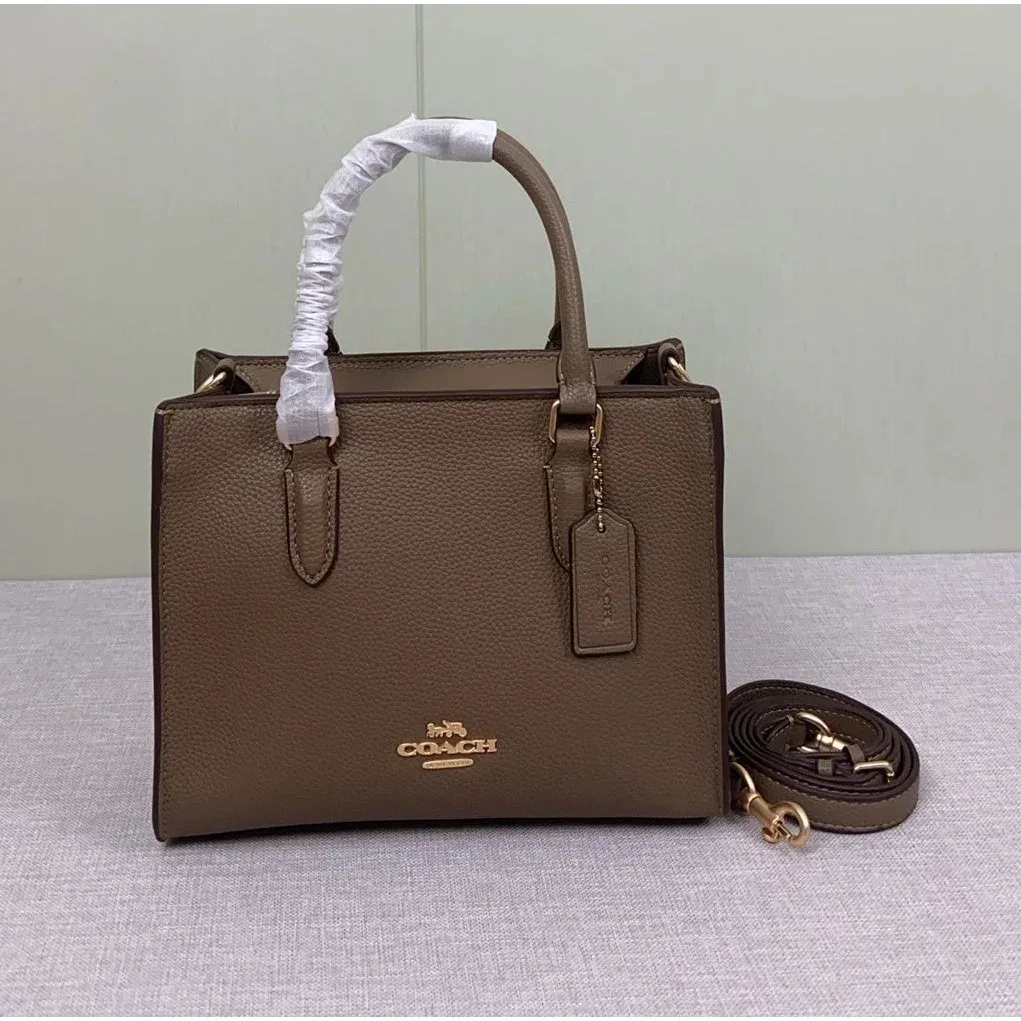 Coach Coach Pillow Tabby Pebble Grain Leather Tote Bag Brown - 1