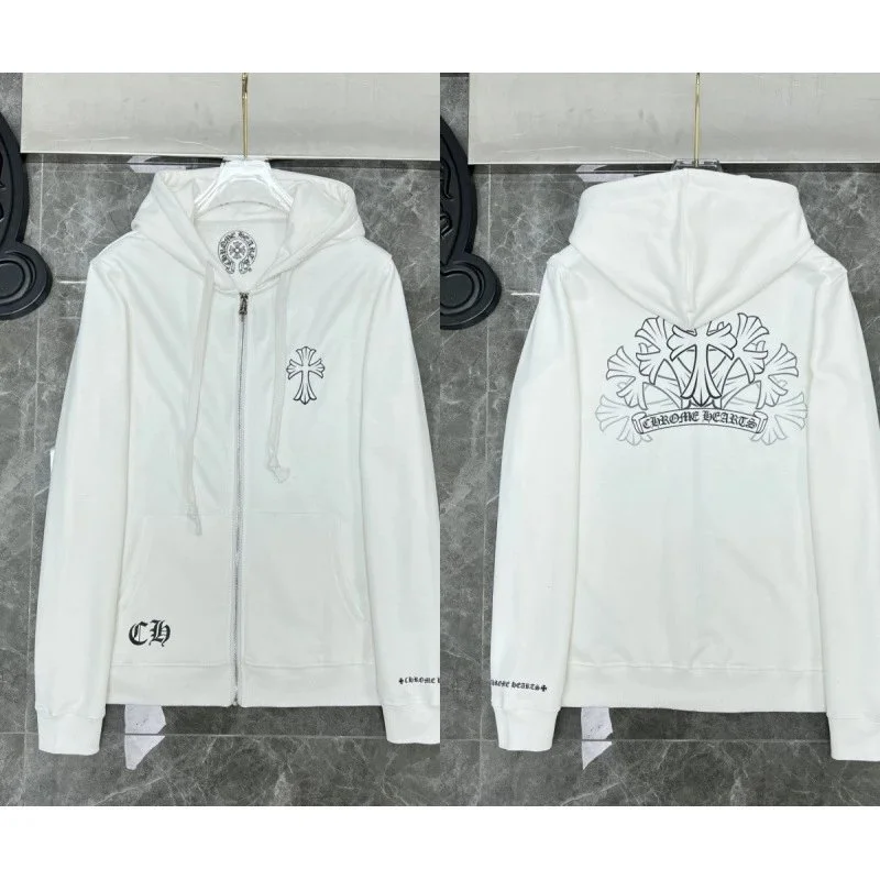 Chrome Hearts Chrome Hearts CH Cross White Zip-Up Hoodie White