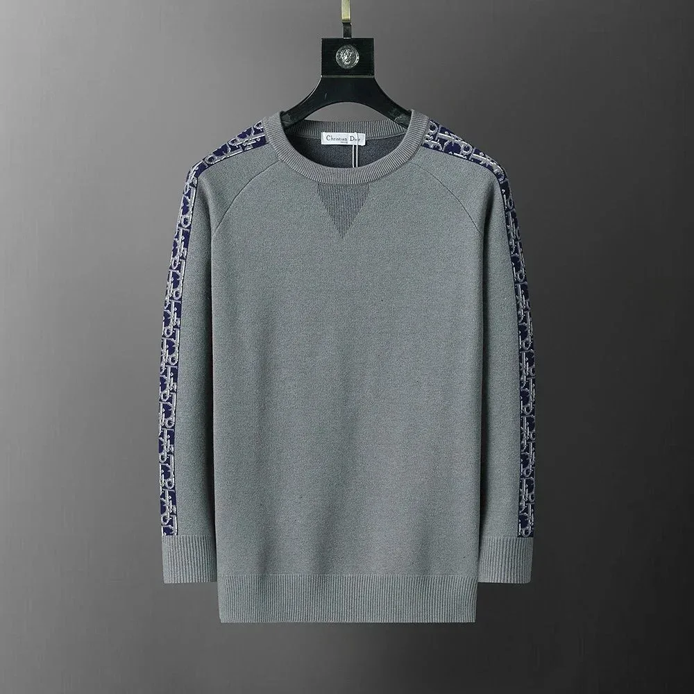 Dior Christian Dior Classic Logo Grey Knit Sweater Grey - 1