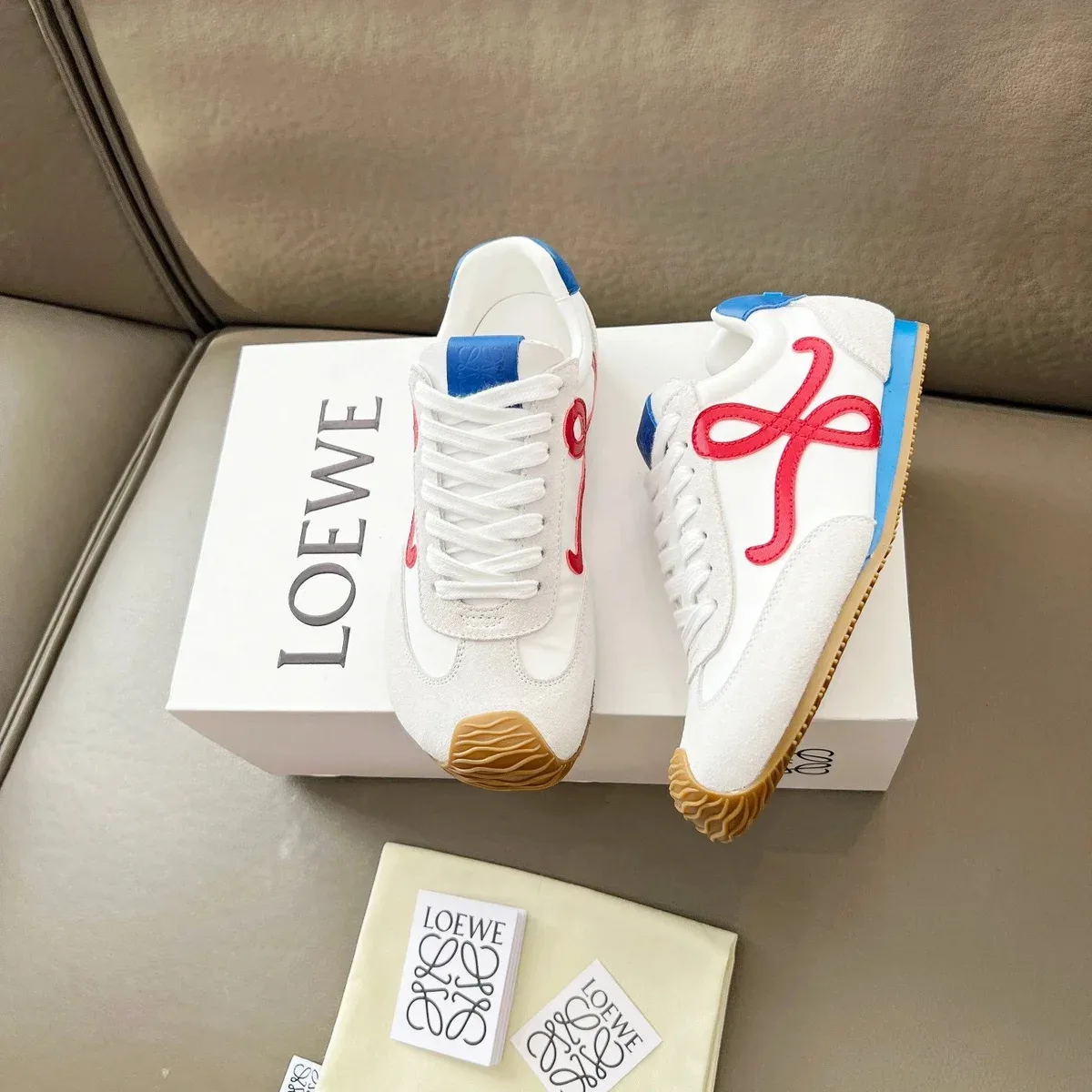 Loewe Loewe Anagram Runners White/Red Blue Sneakers White