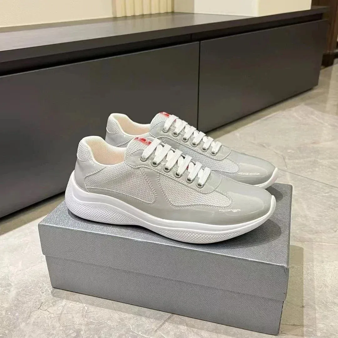 Prada Prada Runners Grey Patent Leather Sneakers Grey - 1