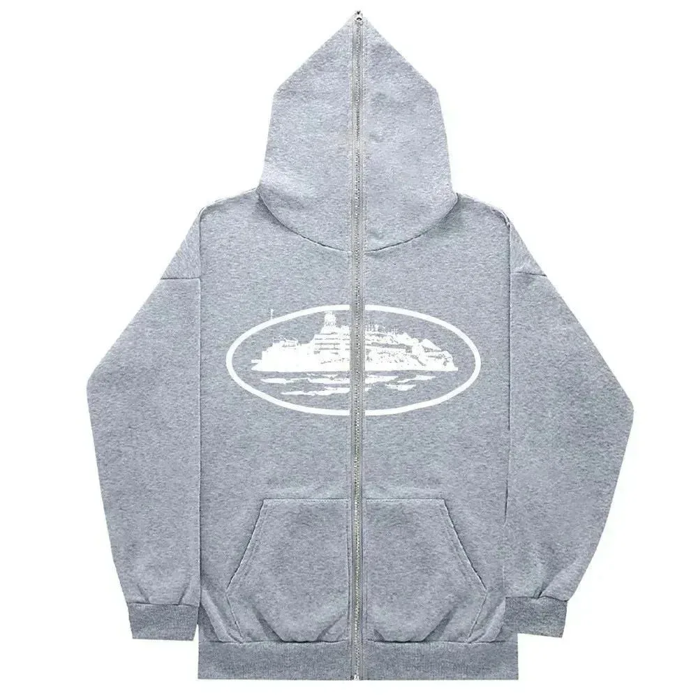 Other Heather Gray Zip-Up Hoodie with Ship Graphic Grey - 1