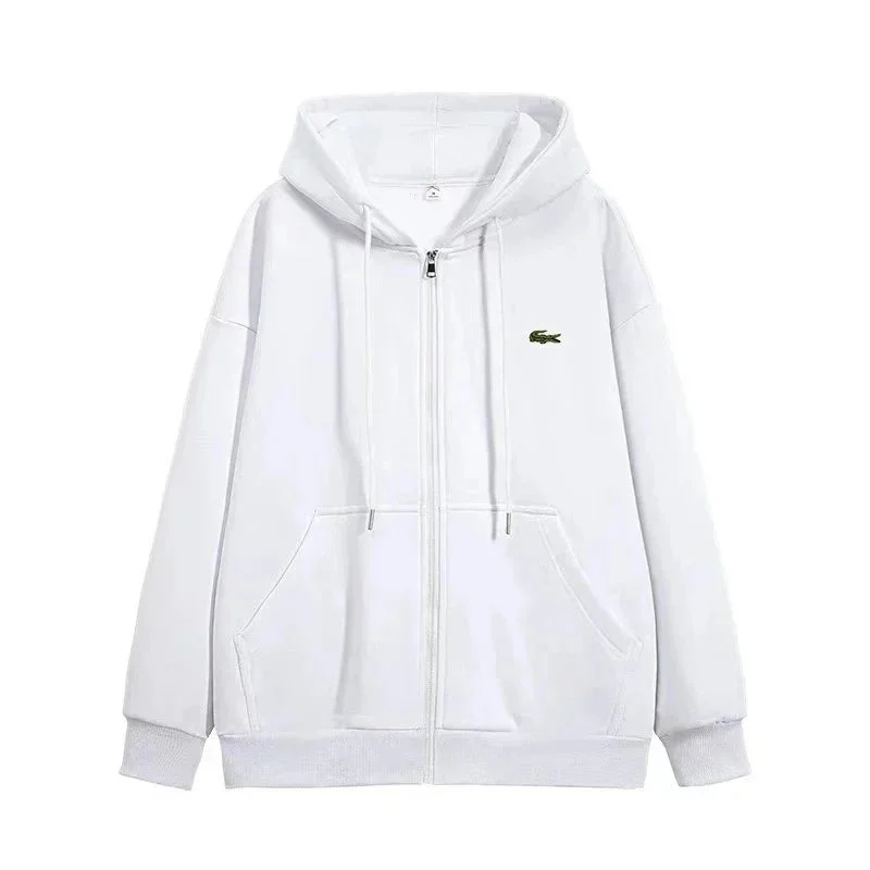 Lacoste Lacoste White Crocodile Zip-Up Hoodie White - 1