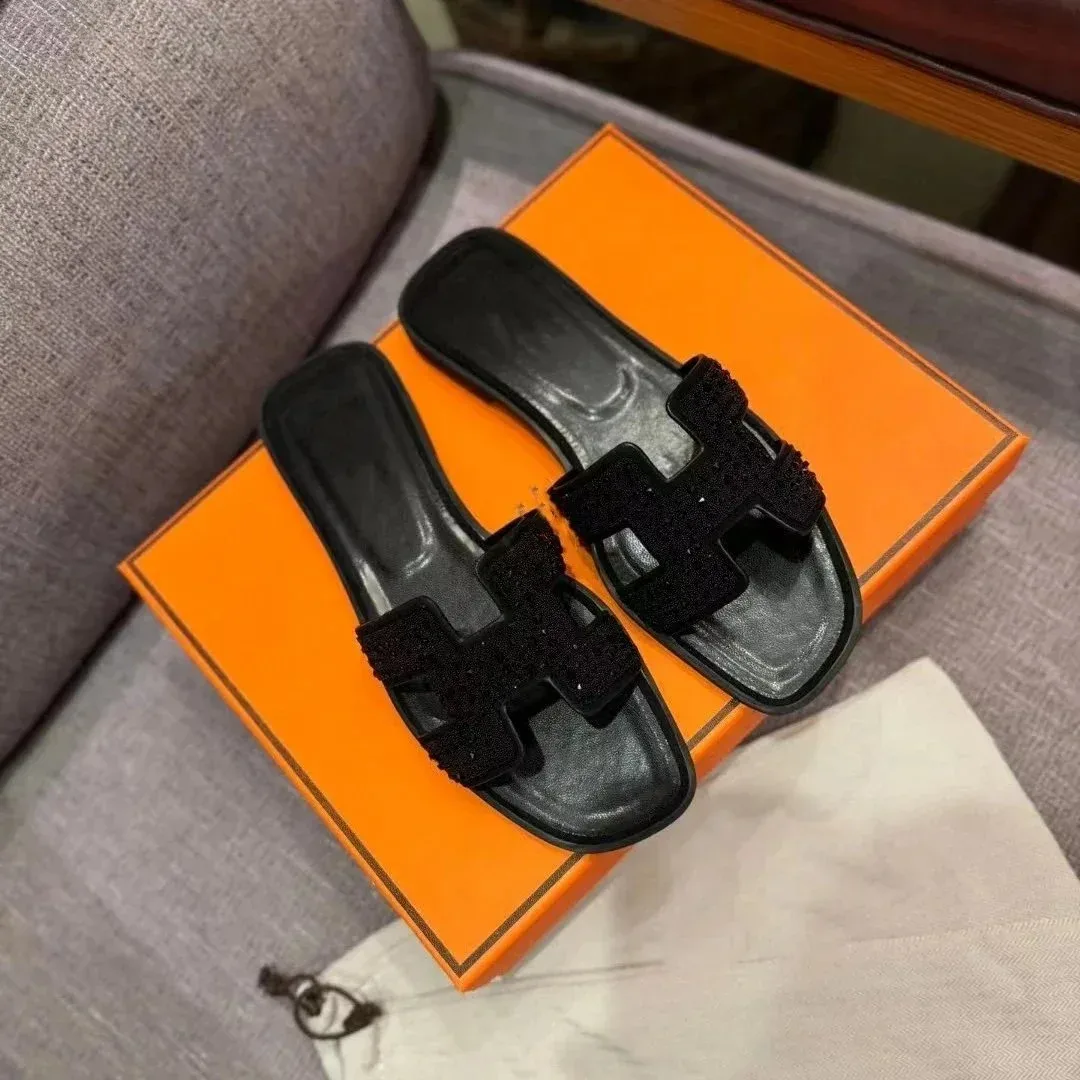 Hermès Hermès H Black Leather Sandals Black