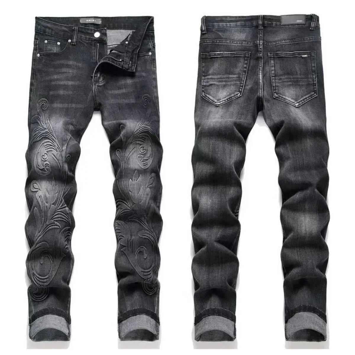 Amiri Amiri AMIRI Black/Charcoal Wash Embossed Jeans Black - 1