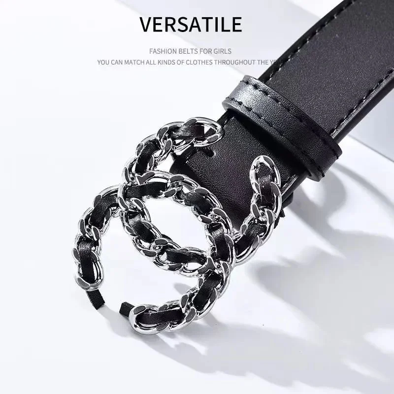 Other Black/Silver Chain Detail Belt for Women Black - 1