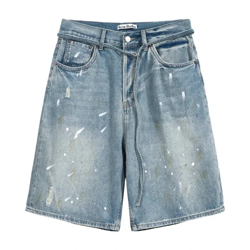 Acne Studios Acne Studios Denim Blue Paint Splatter Shorts Blue