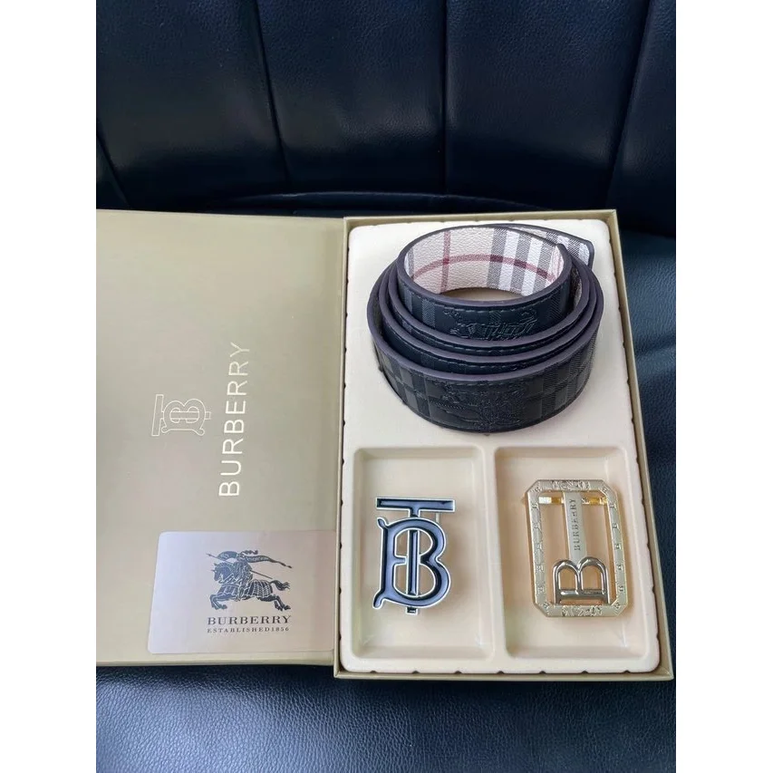 Burberry Burberry TB Monogram Belt Set in Black & Check Black - 1