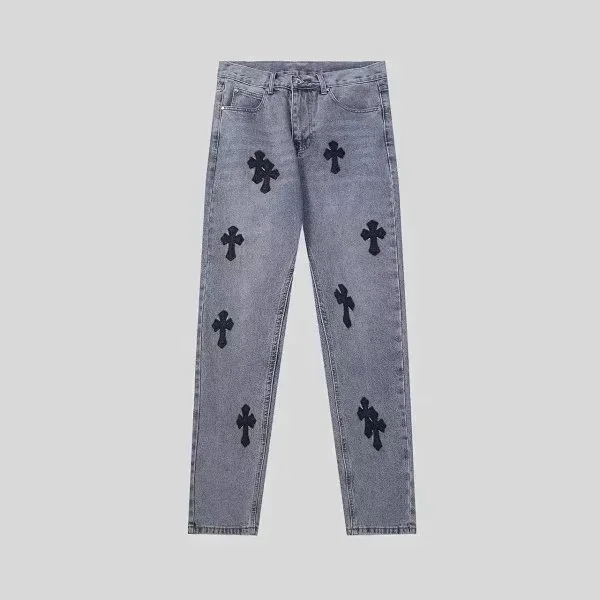 Chrome Hearts Chrome Hearts Cross Embroidered Jeans Grey Denim Grey - 1