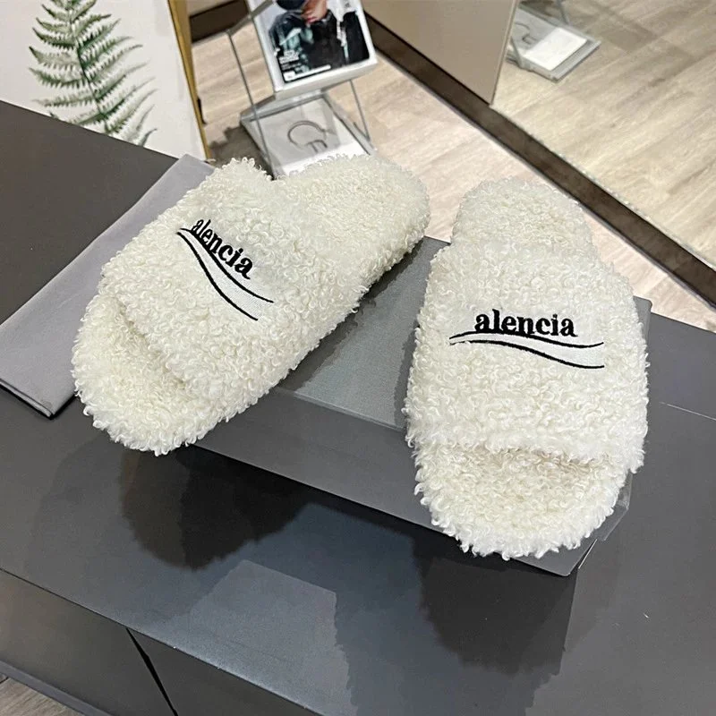 Other Alencia White Fuzzy Slippers White - 1
