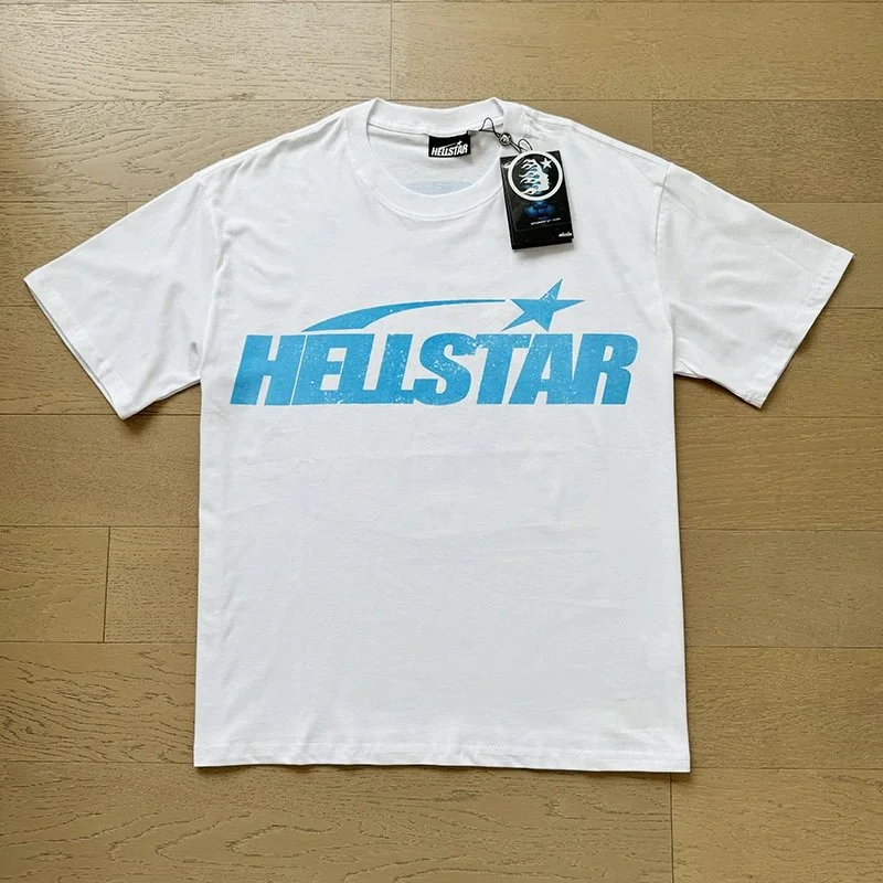 Hellstar Hellstar White/Blue Logo T-Shirt White - 1