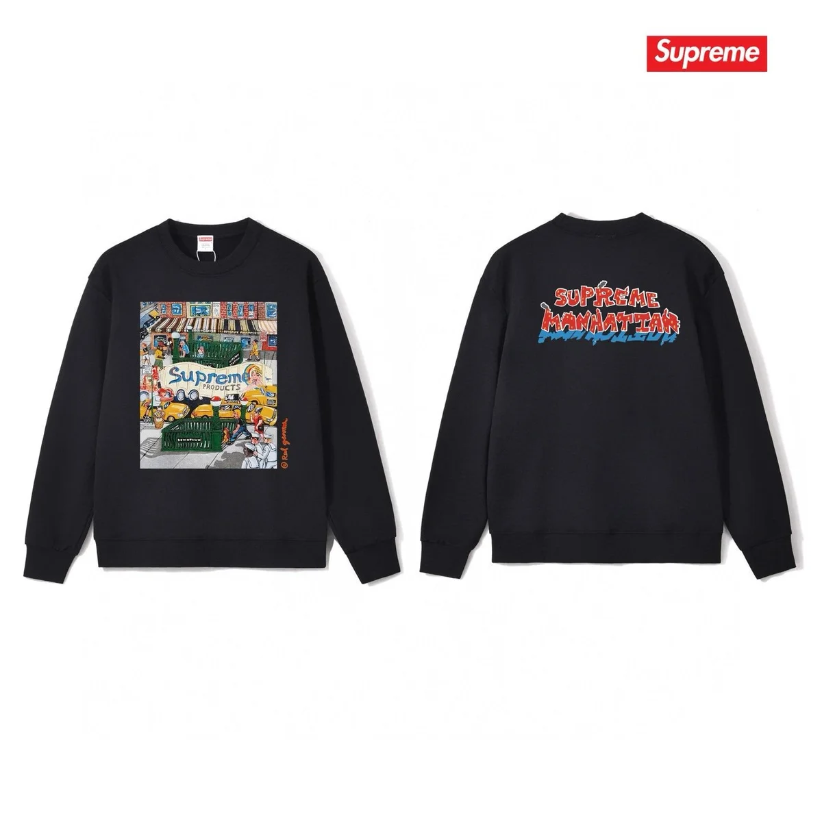 Supreme Supreme Manhattan Black Crewneck Sweatshirt Black - 1