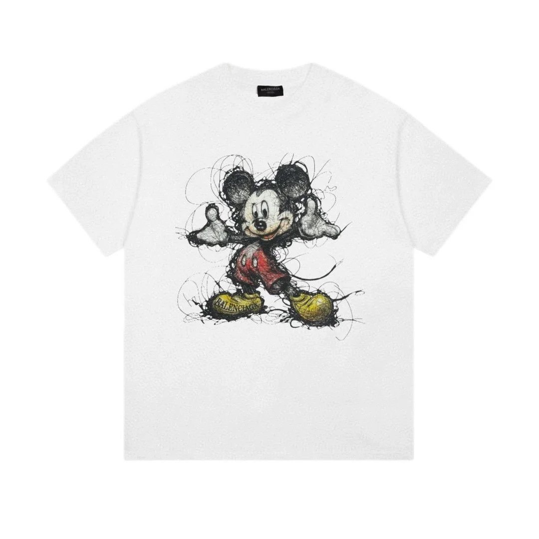 Balenciaga Balenciaga Mickey Mouse Sketch White T-Shirt White - 1