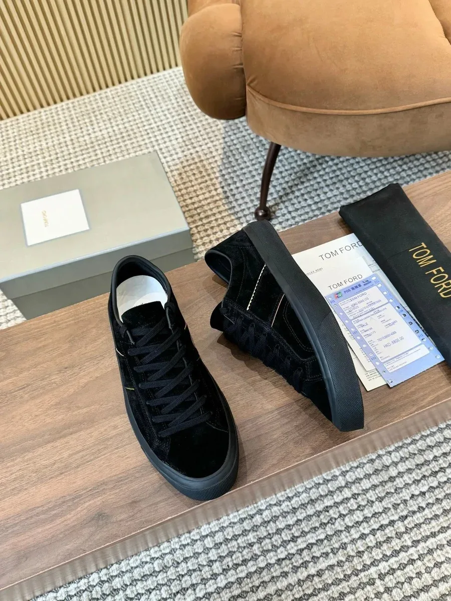 Tom Ford Black Suede Low Sneakers