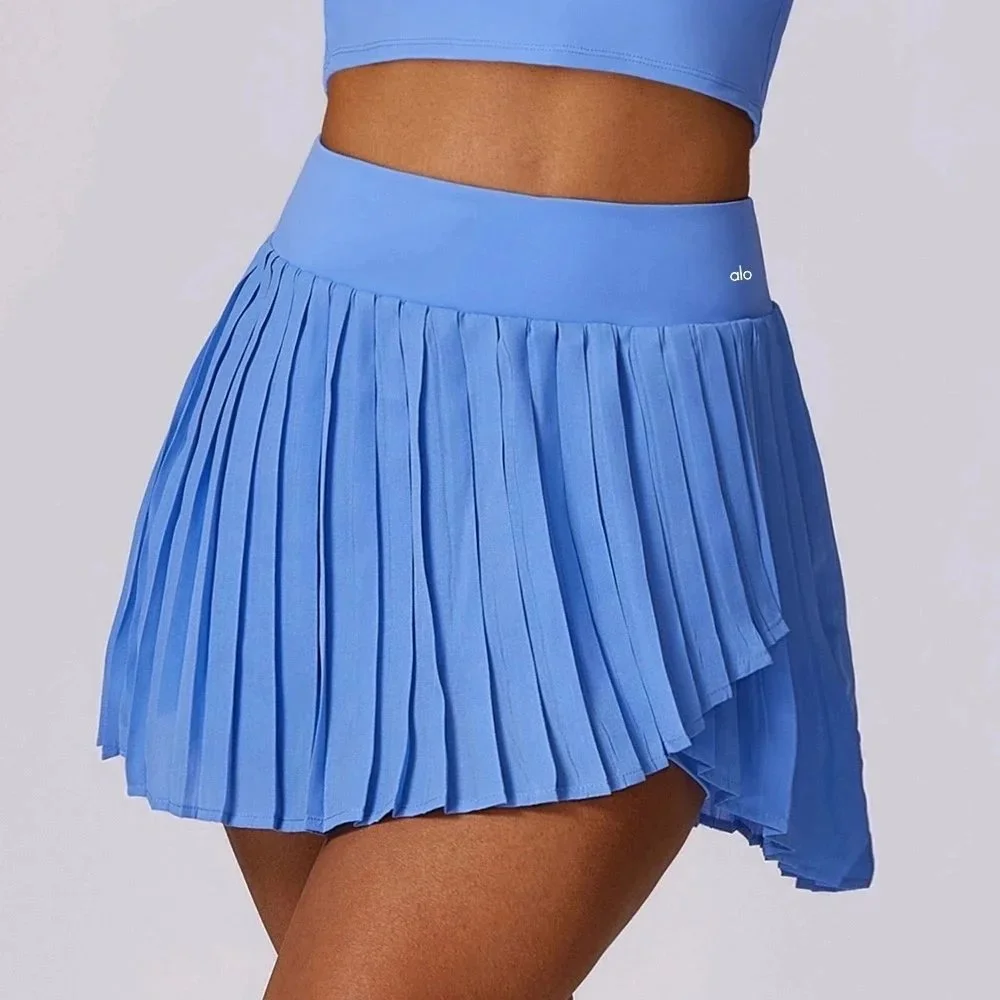 Alo Yoga Alo Sky Blue Pleated Tennis Skirt Blue - 1