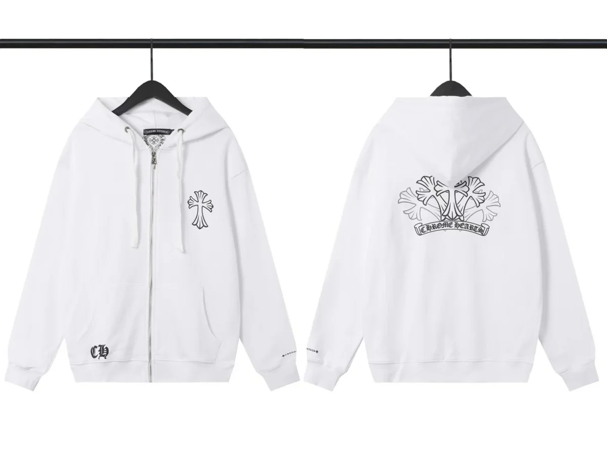 Chrome Hearts Chrome Hearts CH Cross Zip-Up Hoodie White 8528 White
