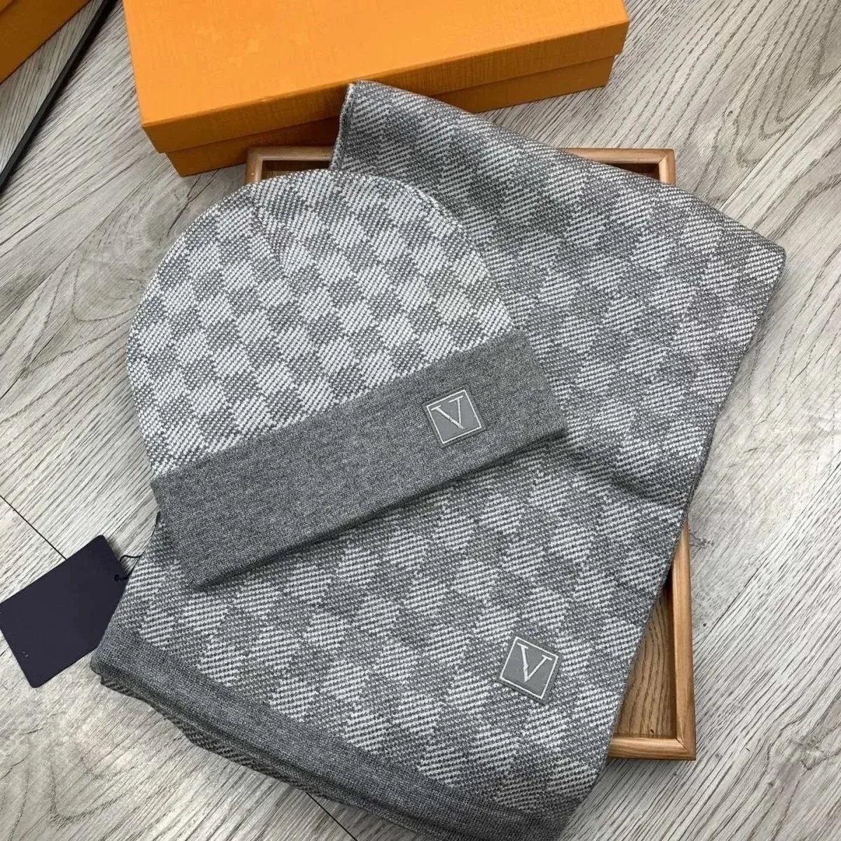 Other Grey Beanie and Scarf Set Grey - 1