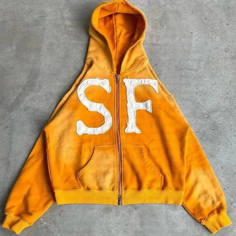 Other SF橘色 Oversized Zip-Up Hoodie Orange