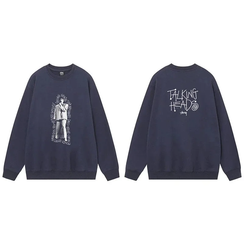 Stussy Stussy Talking Heads Graphic Crewneck Sweatshirt Navy - 1