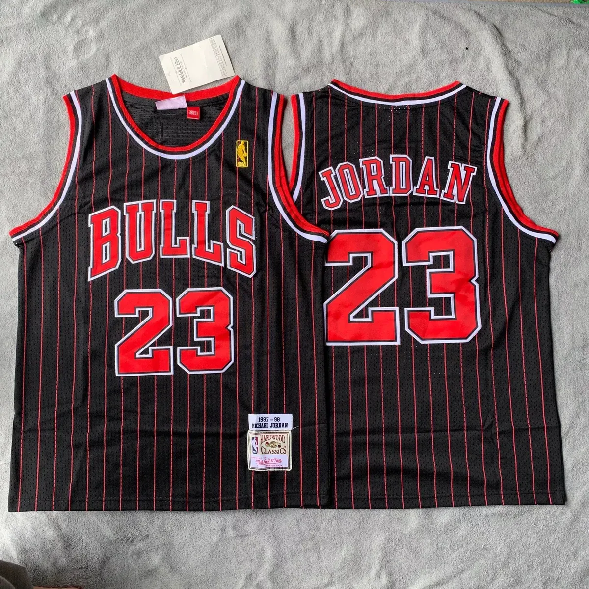 Other Black Red Striped Bulls #23 Jordan Jersey Black - 1