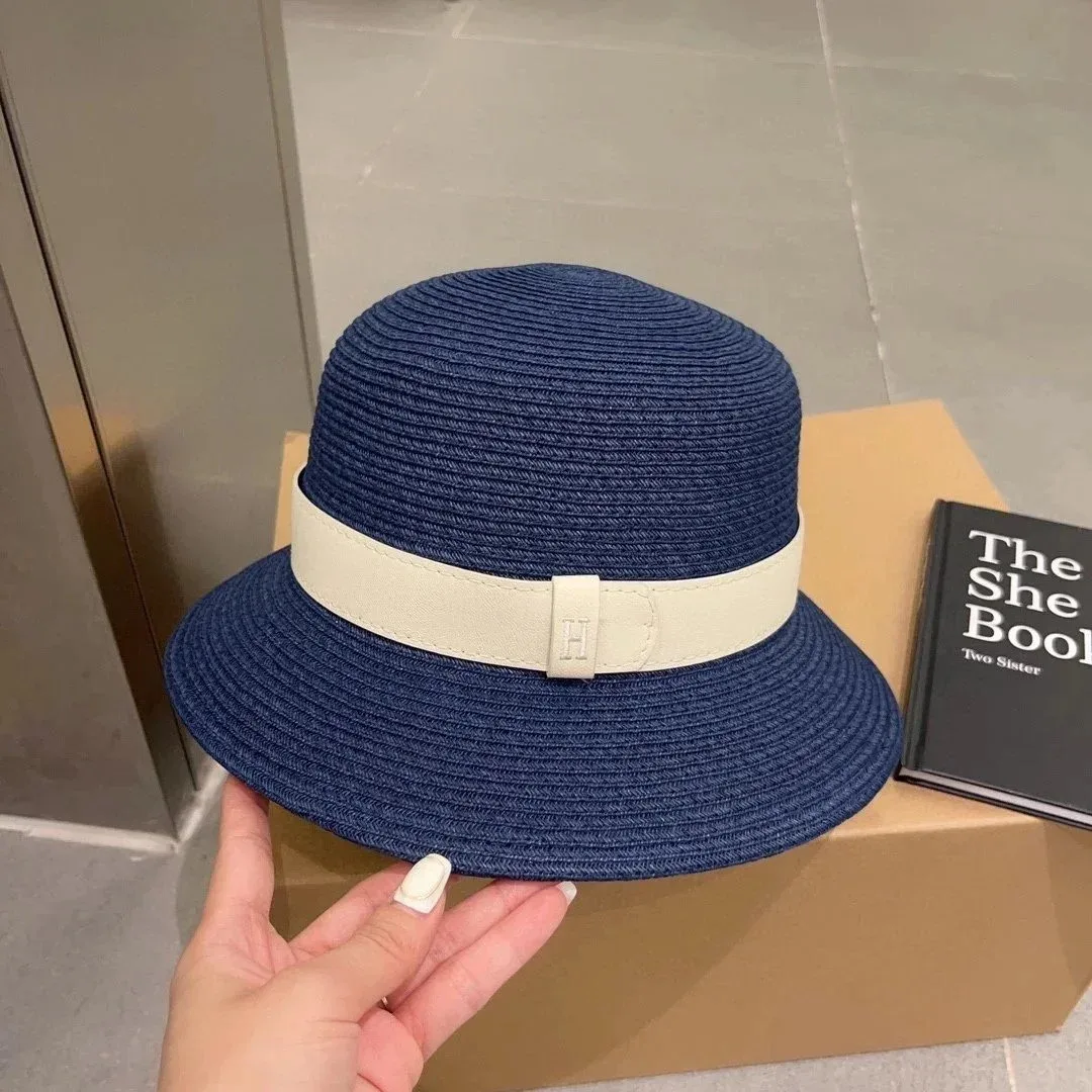 Hermès Hermès H Navy/Beige Fedora Hat Navy
