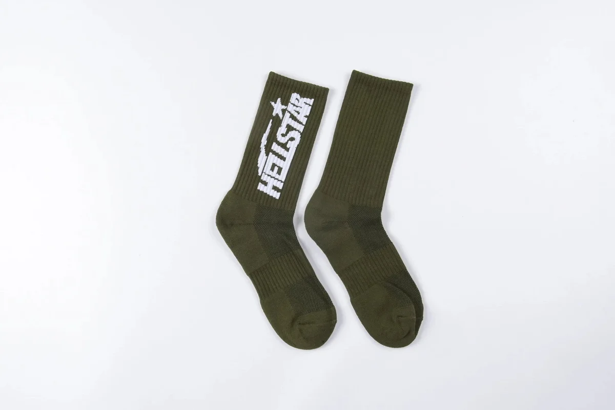 Hellstar Hellstar Olive Green Socks with White Logo Green