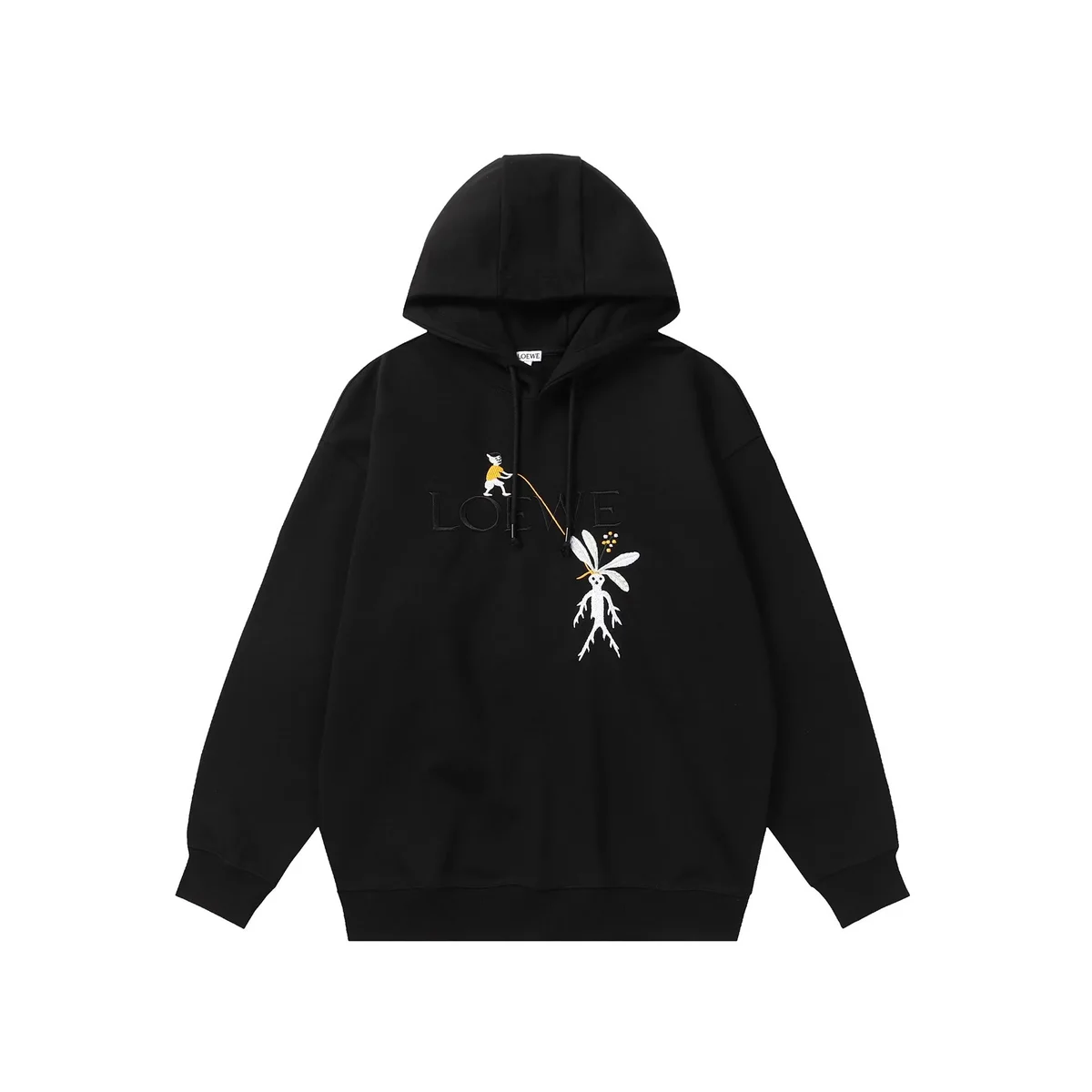 Loewe Loewe Black Camellia Hoodie Sweatshirt Black - 1