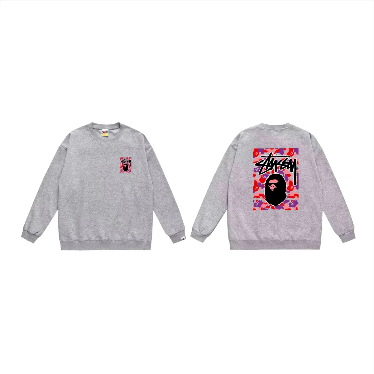 A Bathing Ape A Bathing Ape BAPE STA Camo Crewneck Sweatshirt Grey - 1