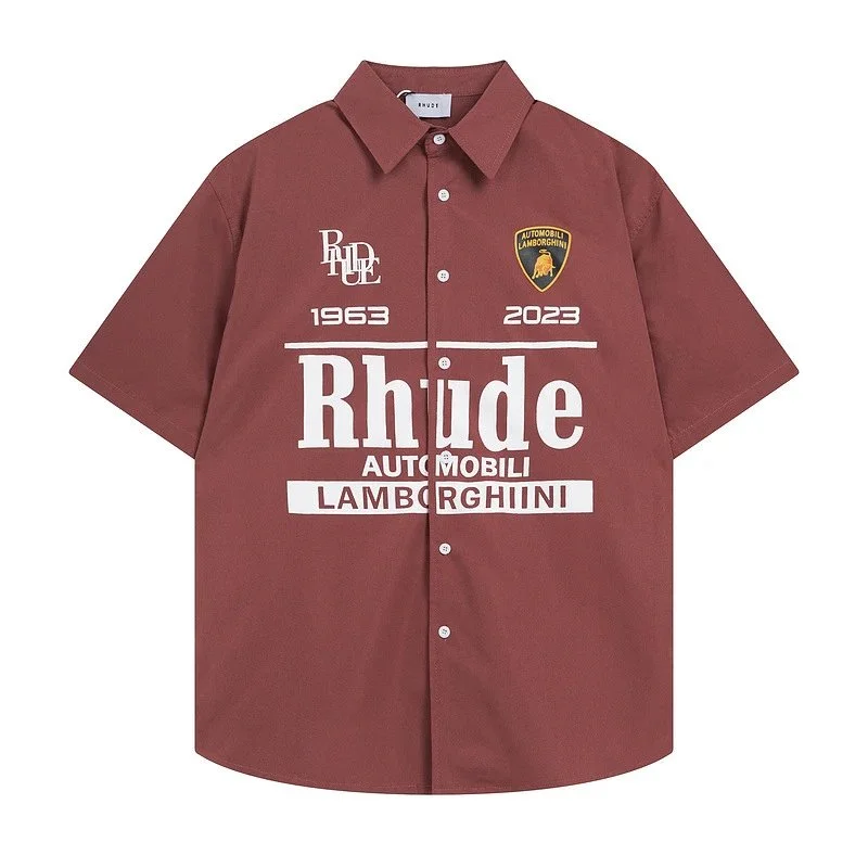 Rhude Rhude Lamborghini 1963-2023 Short Sleeve Shirt in胭脂色 Red - 1