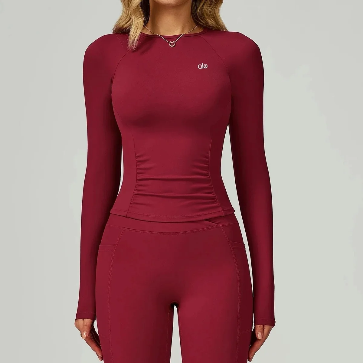 Alo Yoga Alo Cherry Red Long Sleeve Top Set Red - 1