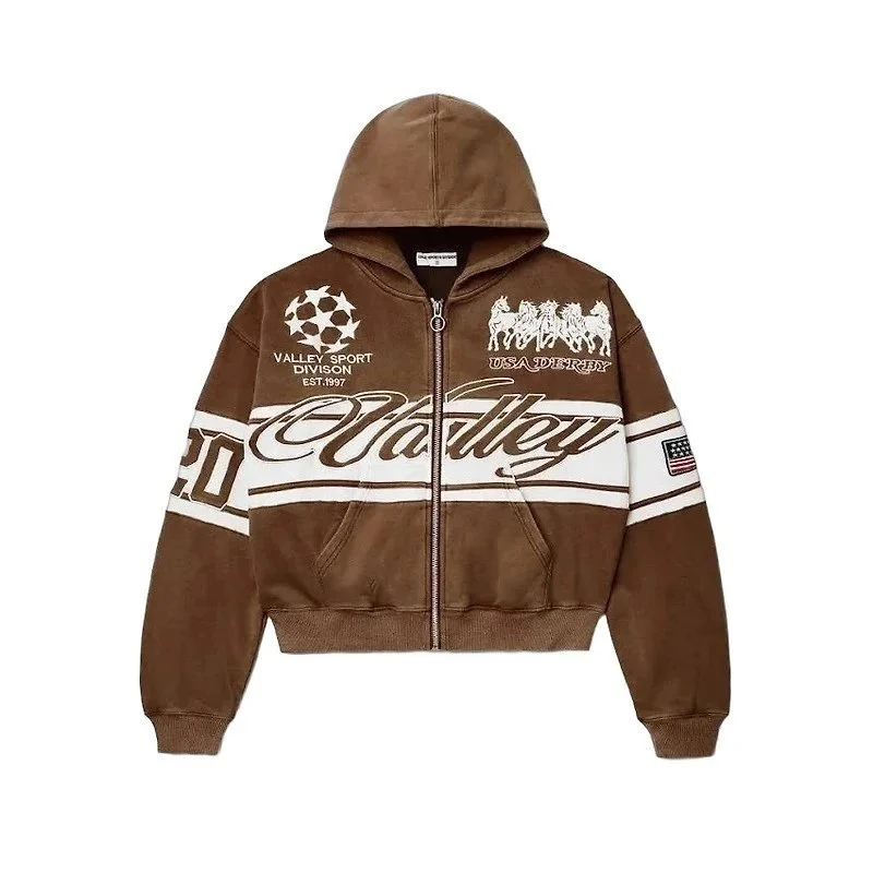 Other Valley Sport Divison Zip-Up Hoodie YN-22 Brown - 1