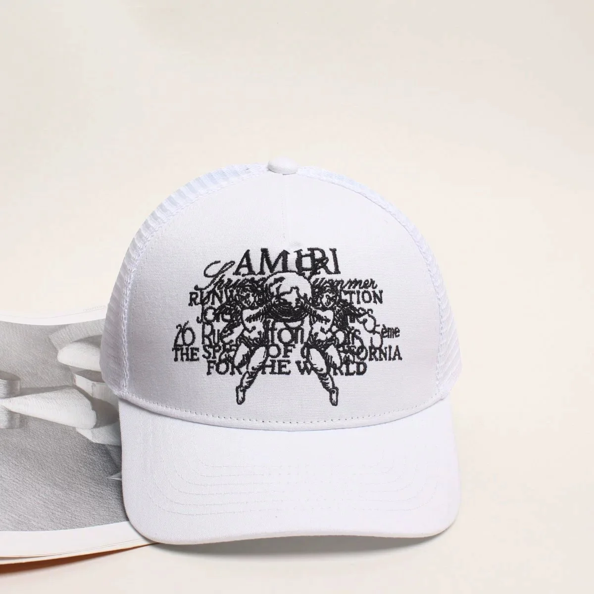 Amiri Amiri White 'Runners' Embroidered Trucker Cap White - 1