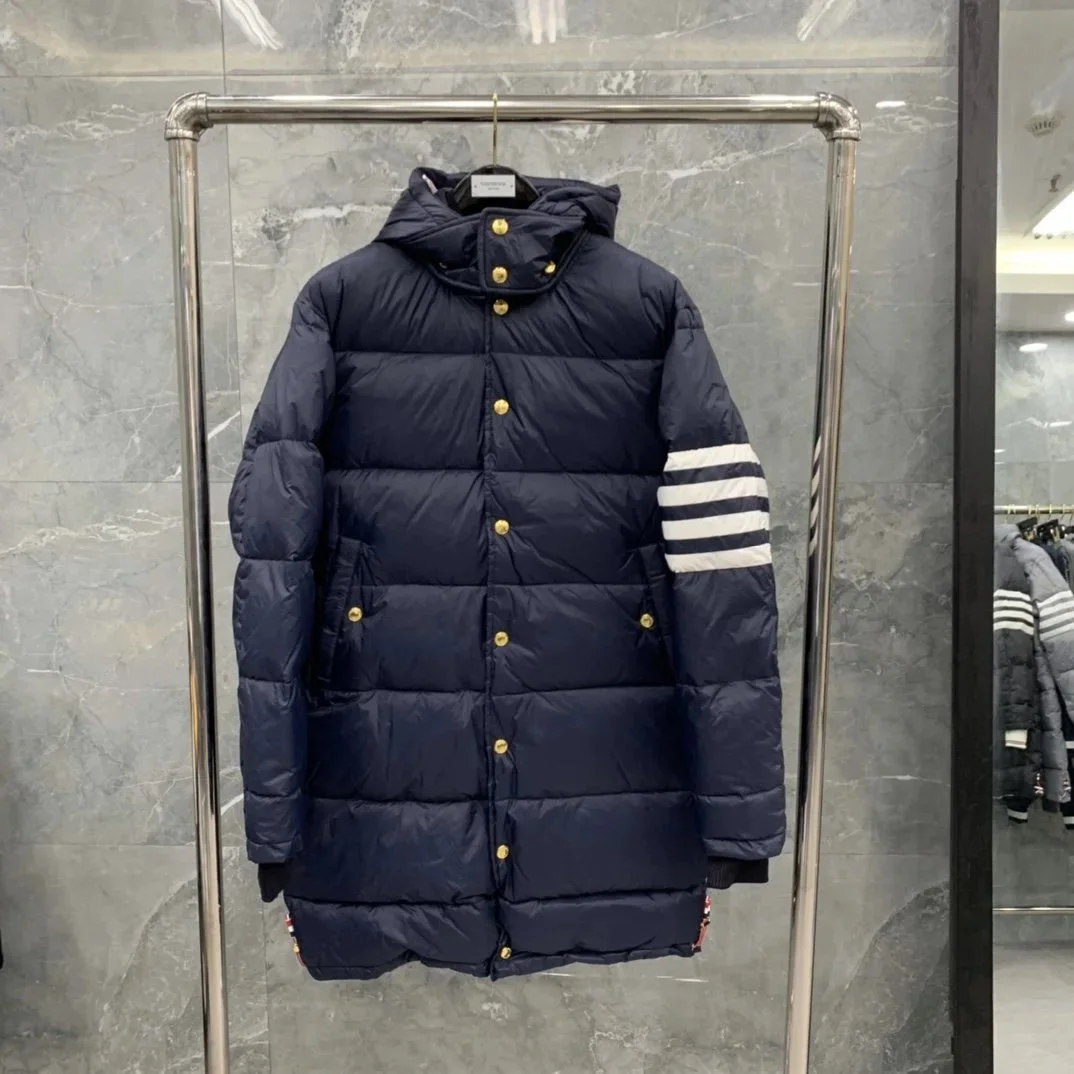 Thom Browne Thom Browne Navy Blue Hooded Puffer Coat Navy - 1
