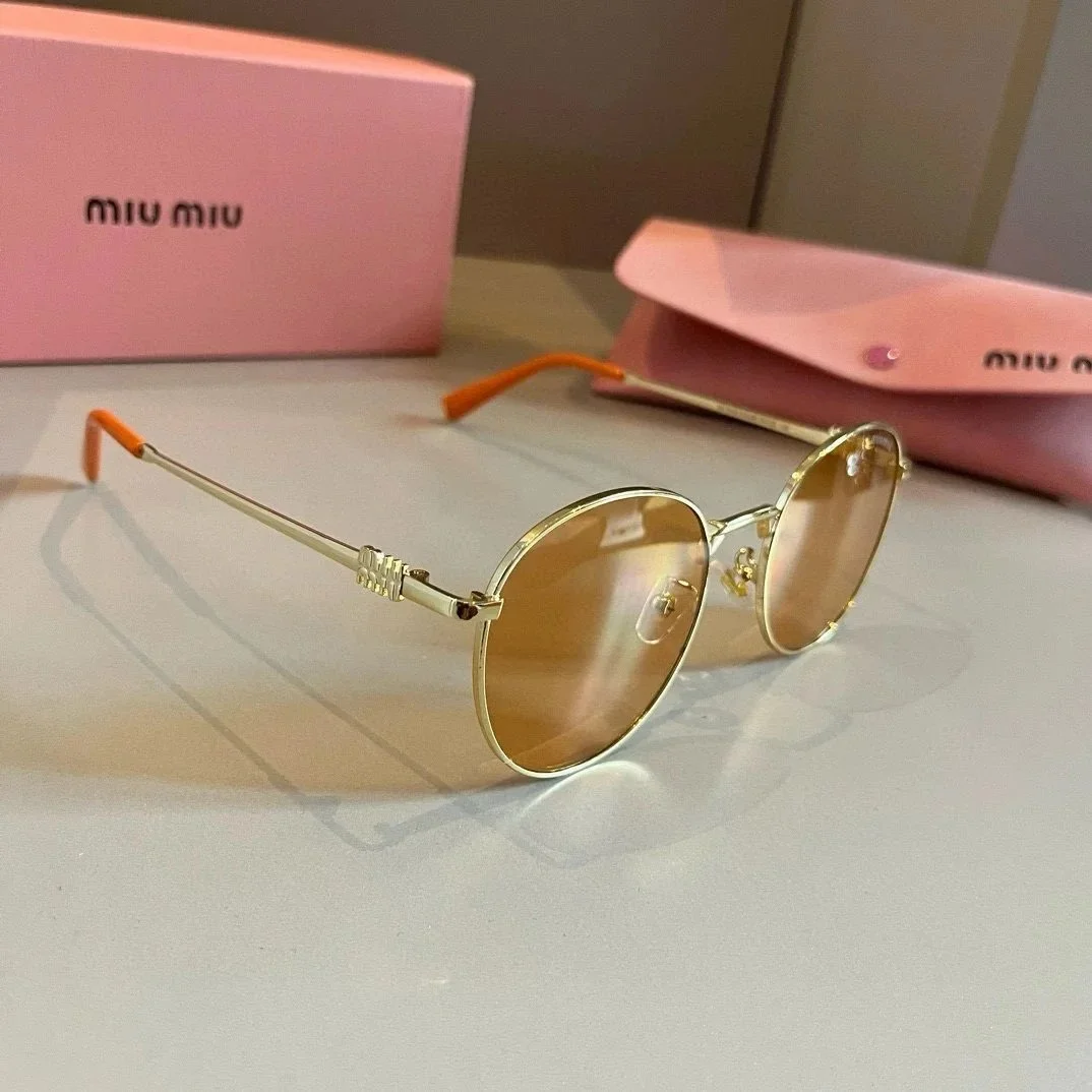 Miu Miu Miu Miu Round Gold-Tinted Sunglasses Gold - 1