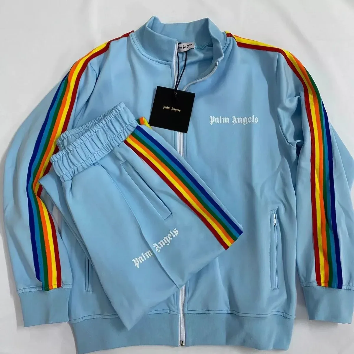 Palm Angels Palm Angels Track Light Blue Rainbow Tracksuit Blue - 1