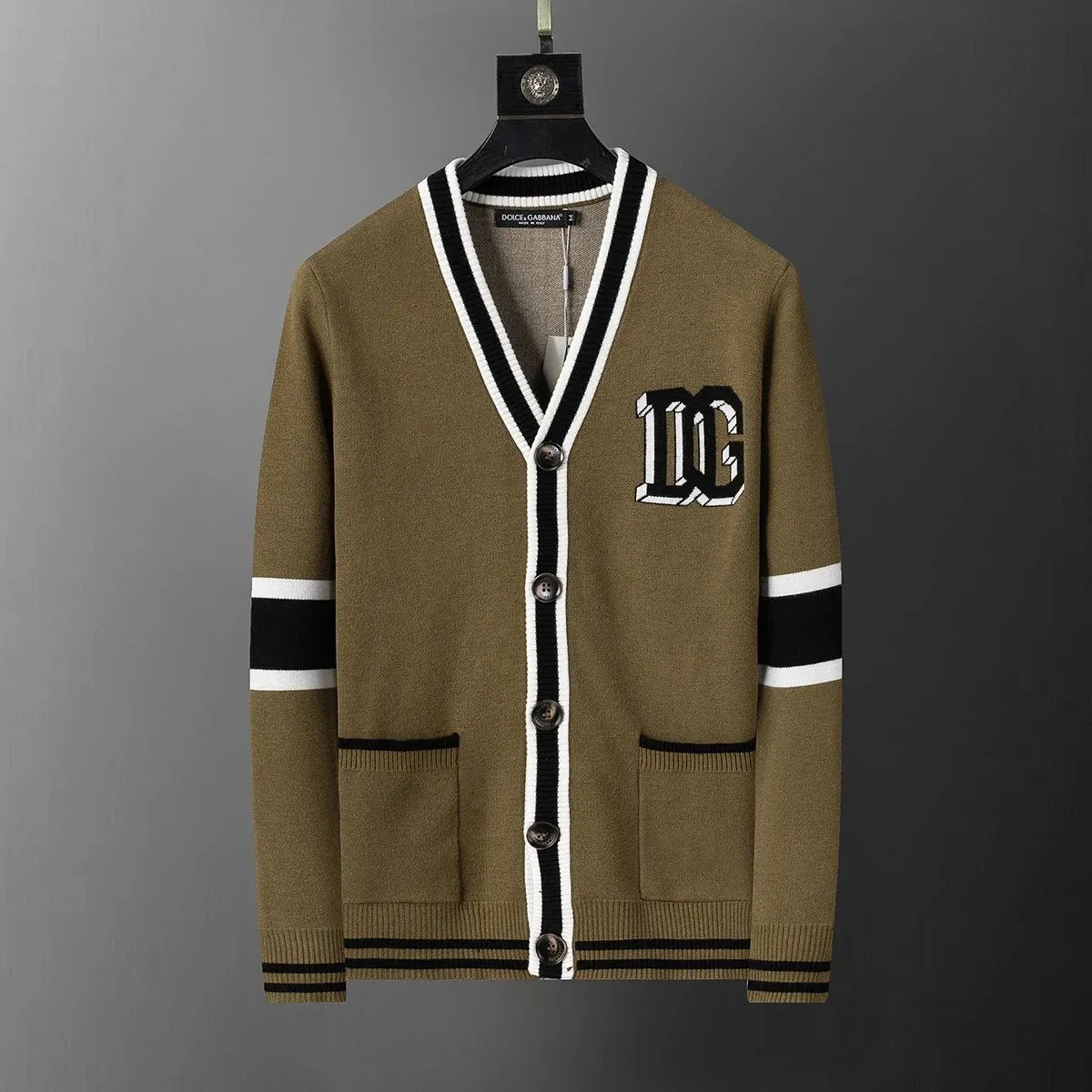 Dolce & Gabbana Dolce & Gabbana DG Logo Cardigan Olive Brown - 1
