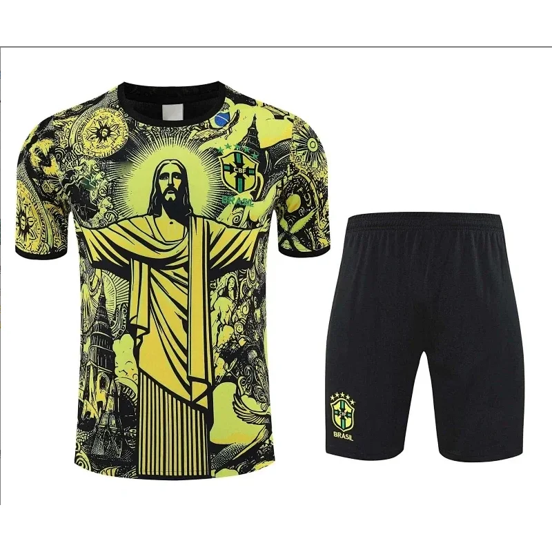 Other Soccer Jersey Set with Jesus Design, Black/Yellow Black - 1