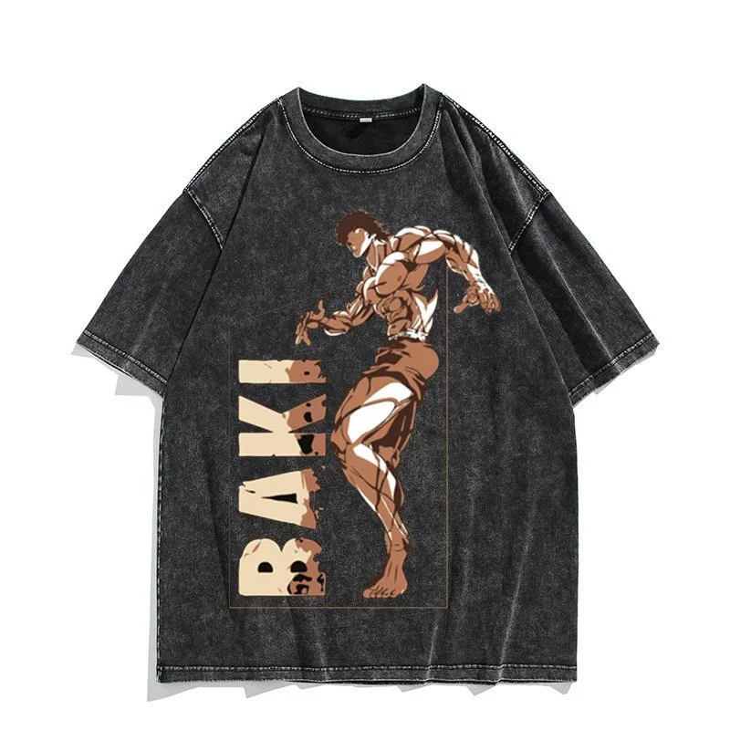 Other Anime Baki Graphic T-Shirt Black Casual Top Black - 1