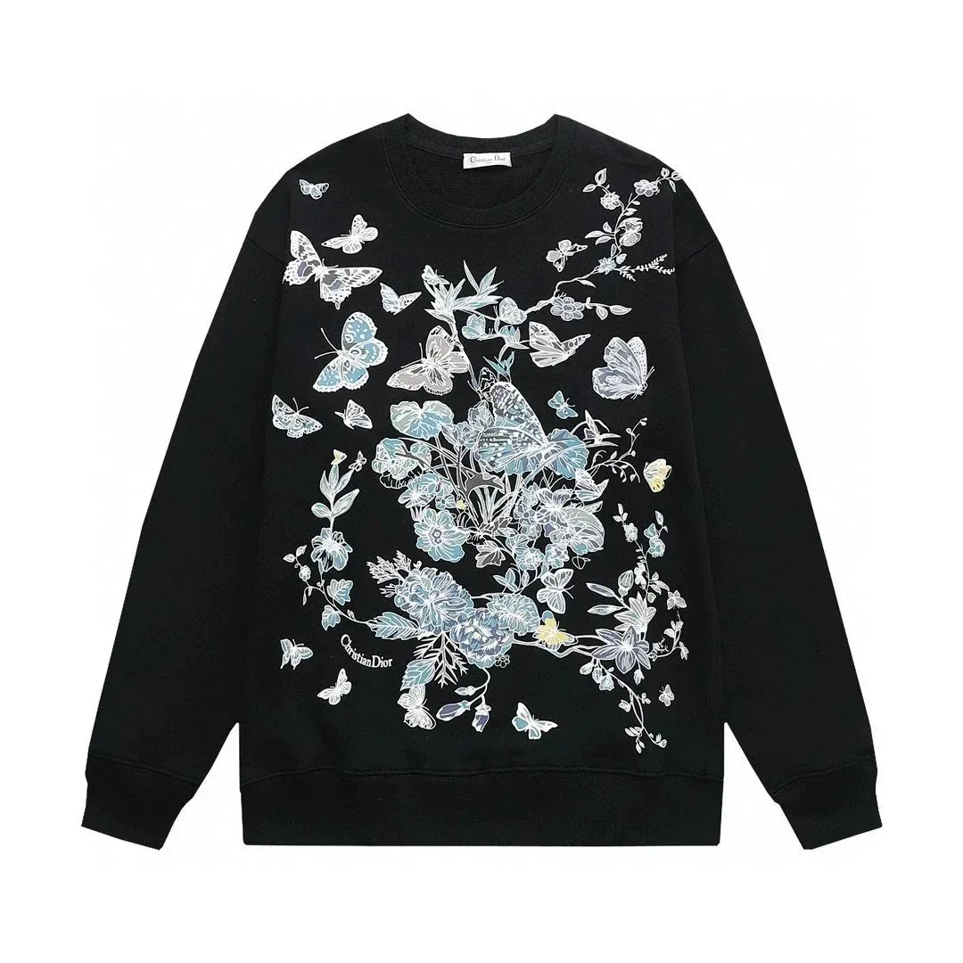 Dior Christian Dior Butterfly Print Crewneck Sweatshirt Black Black - 1