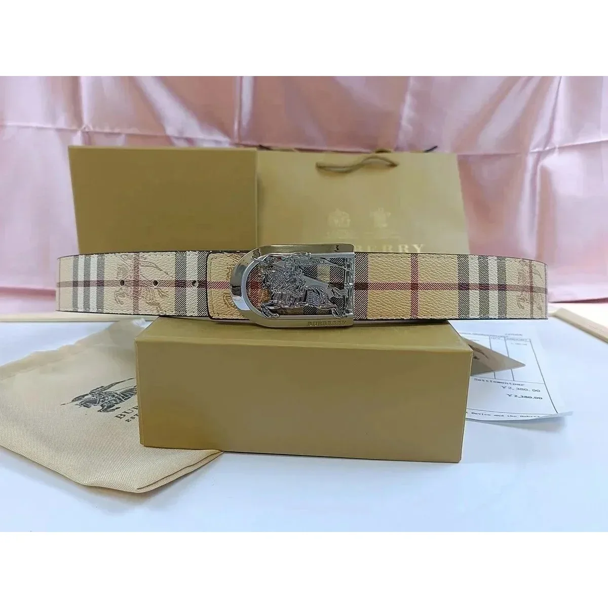 Burberry Burberry Knight Beige Check/Silver Belt Beige
