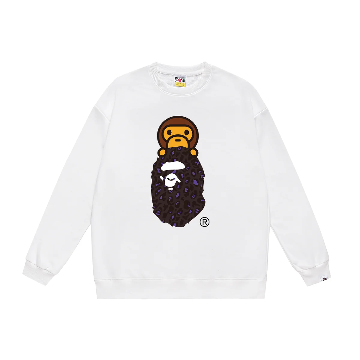 A Bathing Ape BAPE STA White Purple Camo Crewneck Sweatshirt White - 1