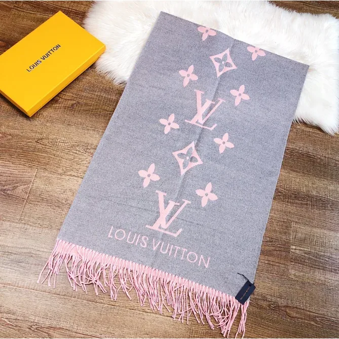 Louis Vuitton Louis Vuitton Monogram Grey/Pink Scarf Grey