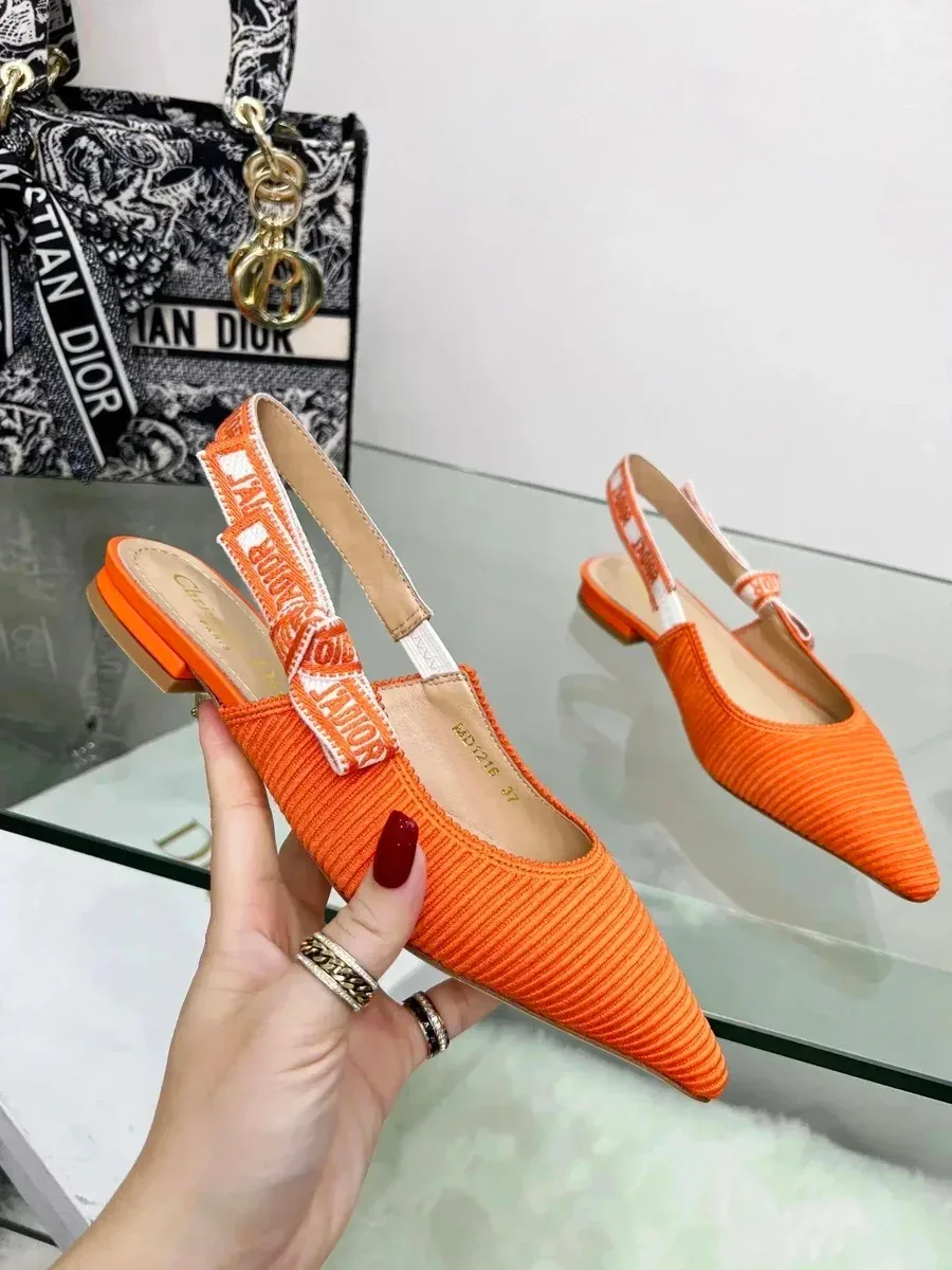 Dior Dior Lady Dior Orange Ribbon Slingbacks Orange - 1