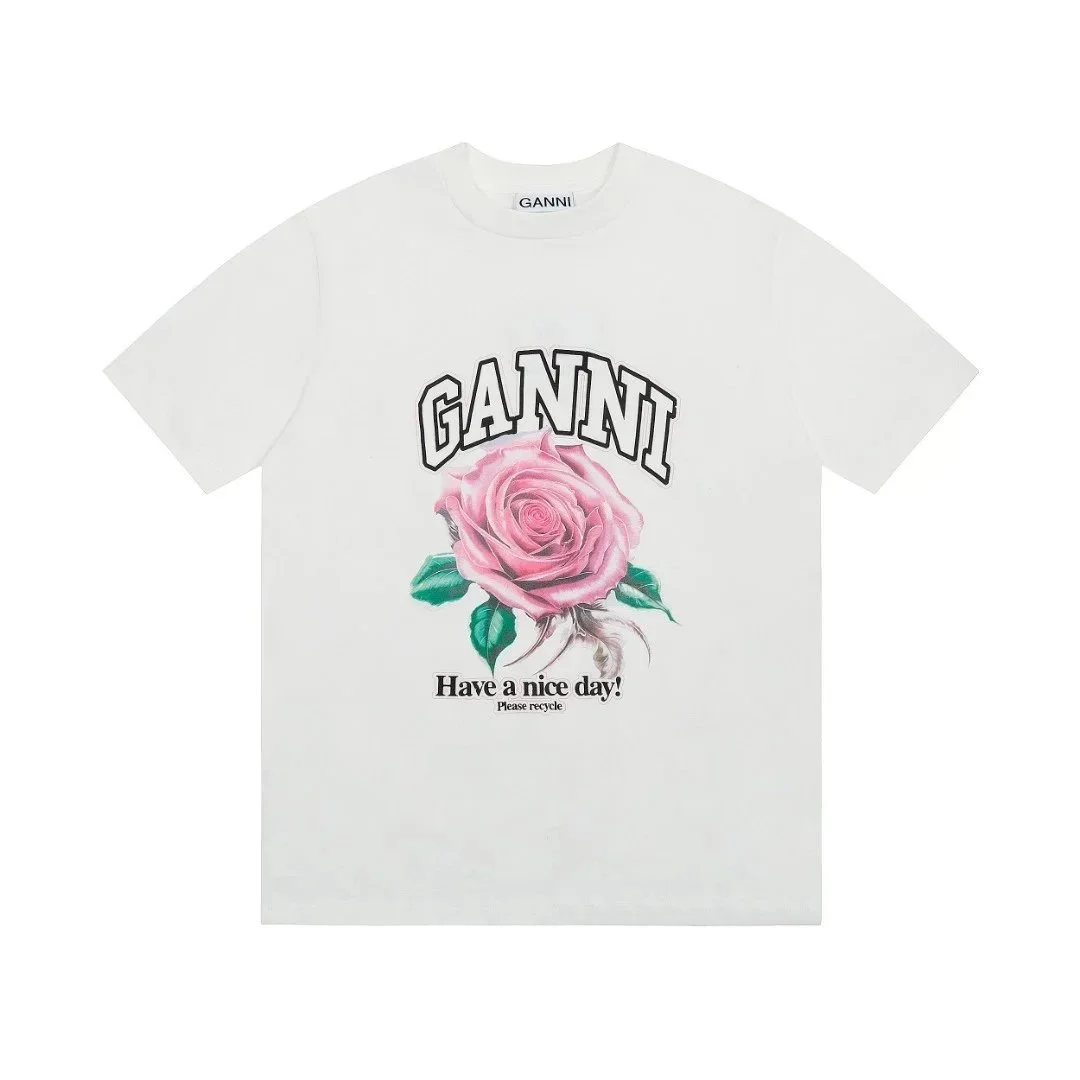 Ganni Ganni GA69 White Rose T-Shirt White - 1